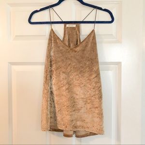 Mod Ref Gold Crushed Velvet Tank Top - size medium